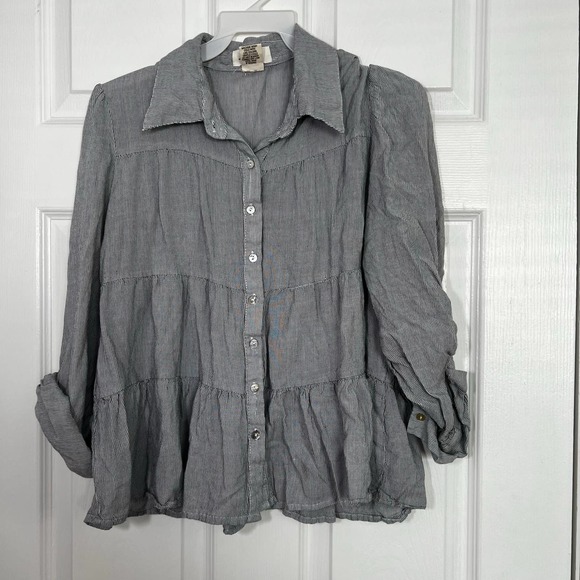 LOVE NOTES WOMEN ROLL TAB TIER BLOUSE SIZE MEDIUM - Picture 1 of 6